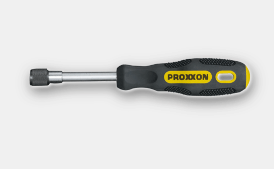 Screwdriver with 1/4'' magnetised bit holder and spring sleeve