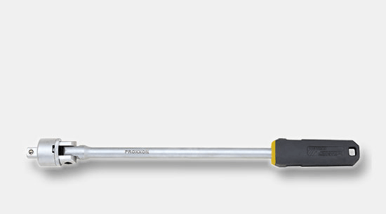 Extra long bar with universal joint and ratchet mechanism (1/2'')