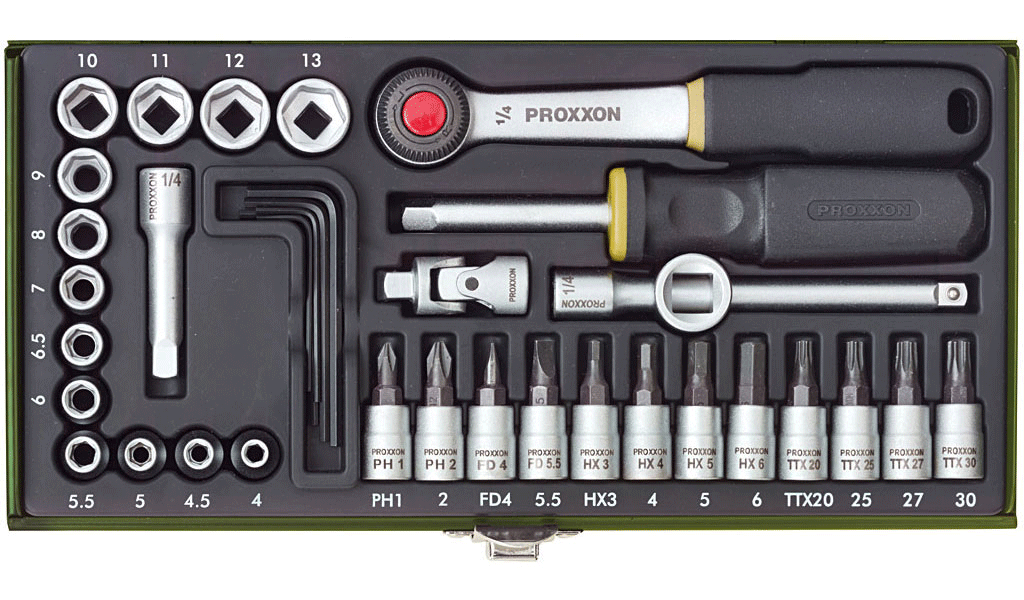 Proxxon 23280 Jeu de 49 clés avec clé à cliquet 1/4 