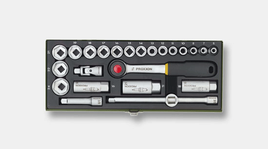 24-piece compact socket set with 3/8'' ratchet