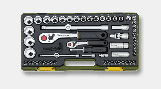 65-piece complete set with 1/4'' and 1/2'' baton ratchets