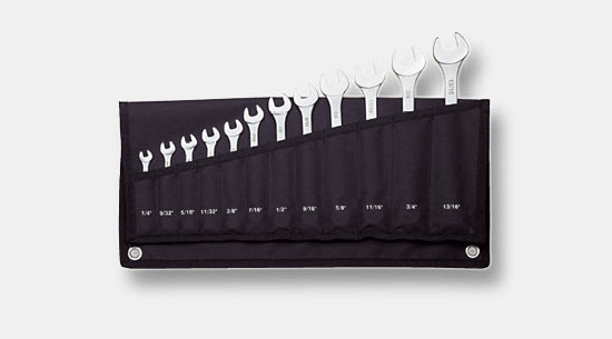 SlimLine combination spanner set in canvas roll bag